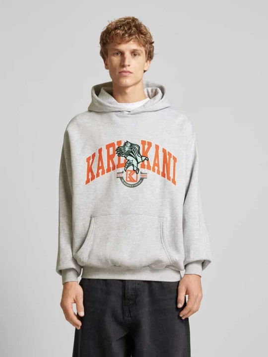 Zdjęcie produktu Bluza z kapturem z nadrukiem z logo Karl Kani Jasnoszary melanż
