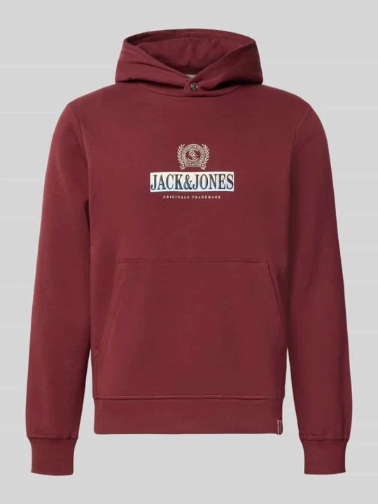 Zdjęcie produktu Bluza z kapturem z nadrukiem z logo model 'FREDERIKSBERG' Jack&Jones Bordowy