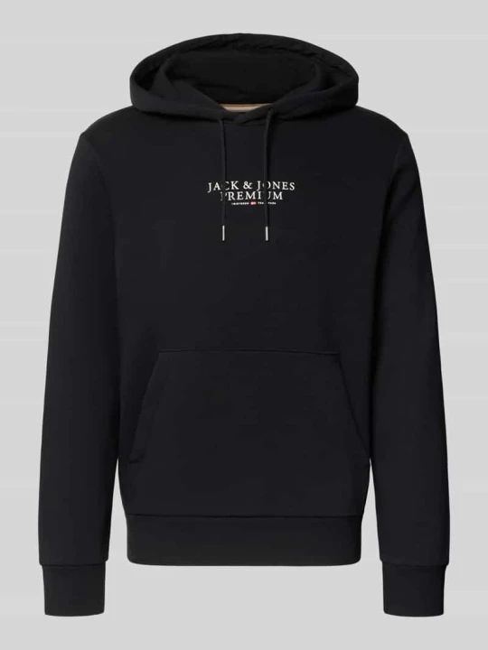Zdjęcie produktu Bluza z kapturem z nadrukiem z logo model 'JPRBLUARCHIE' Jack&Jones Czarny