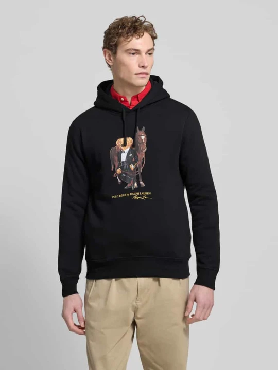 Zdjęcie produktu Bluza z kapturem z nadrukiem z logo Polo Ralph Lauren Czarny