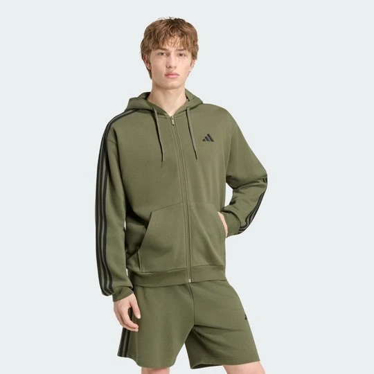 Zdjęcie produktu Bluza z kapturem z suwakiem na całej długości Essentials 3-Stripes French Terry Adidas