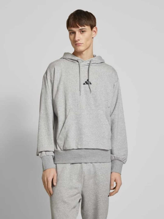 Zdjęcie produktu Bluza z kapturem z wyhaftowanym logo Adidas Jasnoszary