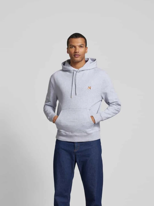 Zdjęcie produktu Bluza z kapturem z wyhaftowanym logo Maison Kitsuné Jasnoszary melanż