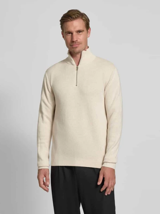 Zdjęcie produktu Bluza z kołnierzem i detalem z logo model ‘MILANO’ Jack&Jones Złamany biały melanż