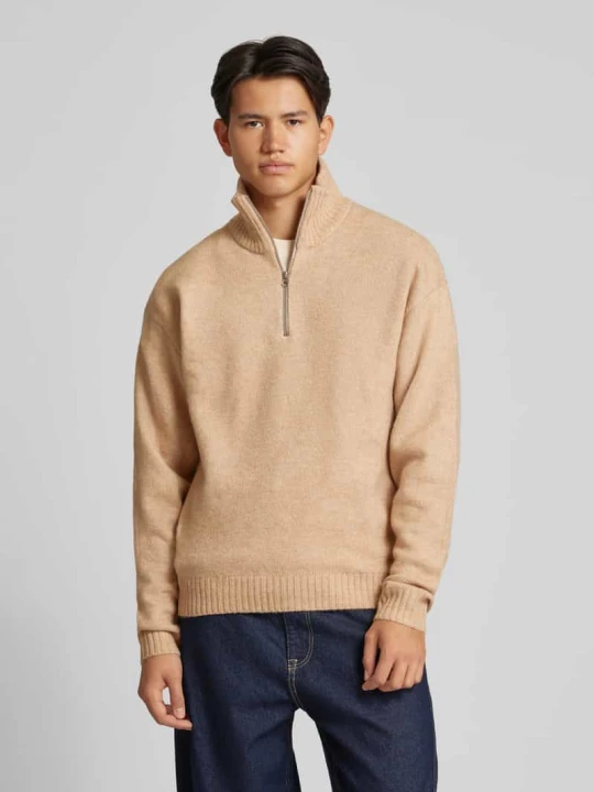 Zdjęcie produktu Bluza z kołnierzem i prążkowanymi wykończeniami model ‘OLLIE’ Jack&Jones Beżowy