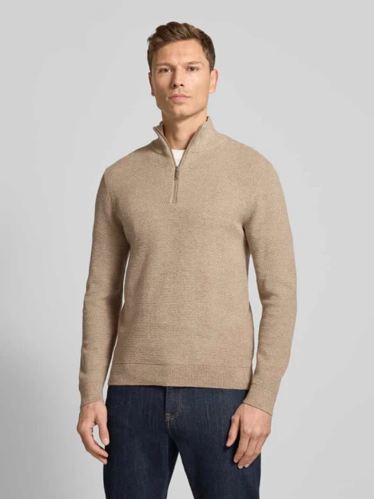 Zdjęcie produktu Bluza z kołnierzem o kroju regular fit z bawełny ekologicznej model ‘ROSS’ Selected Homme Piaskowy melanż