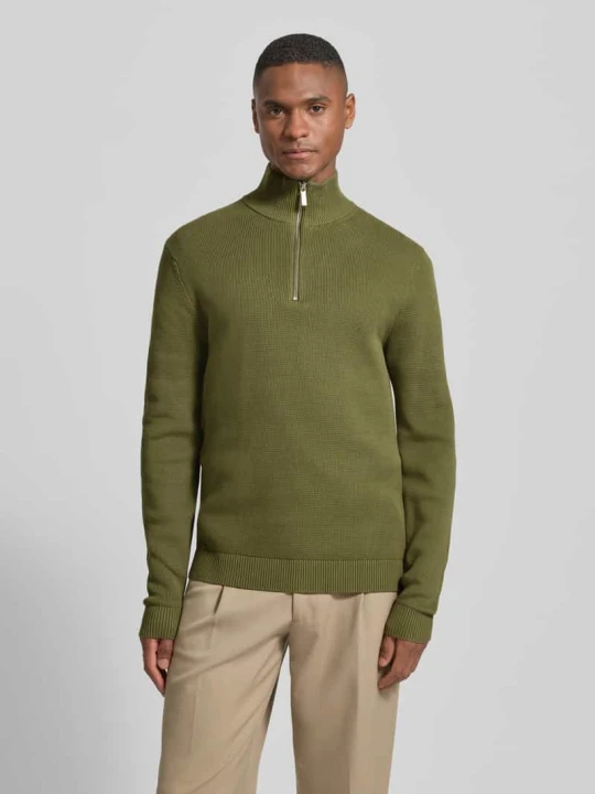 Zdjęcie produktu Bluza z kołnierzem o kroju regular fit z czystej bawełny ekologicznej model ‘DANE’ Selected Homme Oliwkowy