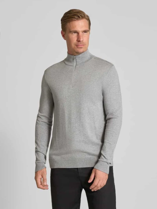 Zdjęcie produktu Bluza z kołnierzem o kroju regular fit z czystej bawełny model ‘BERG’ Selected Jasnoszary melanż