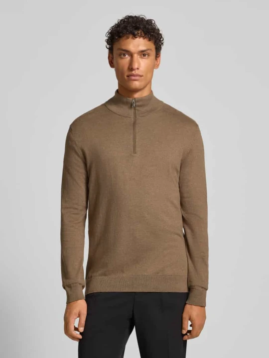 Zdjęcie produktu Bluza z kołnierzem o kroju regular fit z czystej bawełny model ‘BERG’ Selected Homme Piaskowy