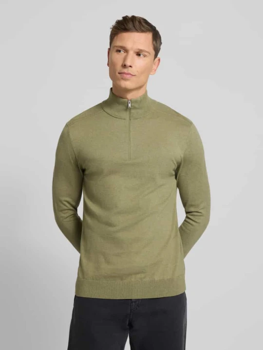 Zdjęcie produktu Bluza z kołnierzem o kroju regular fit z czystej bawełny model ‘BERG’ Selected Homme Oliwkowy melanż