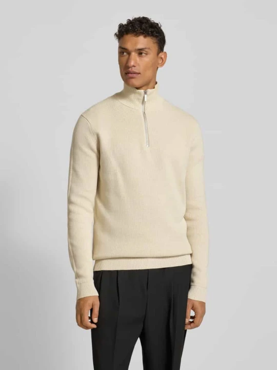 Zdjęcie produktu Bluza z kołnierzem o kroju regular fit z czystej bawełny model ‘DANE’ Selected Homme Złamany biały