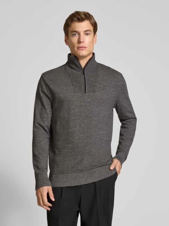 Zdjęcie produktu Bluza z kołnierzem o kroju regular fit z czystej bawełny Tom Tailor Ciemnoszary melanż