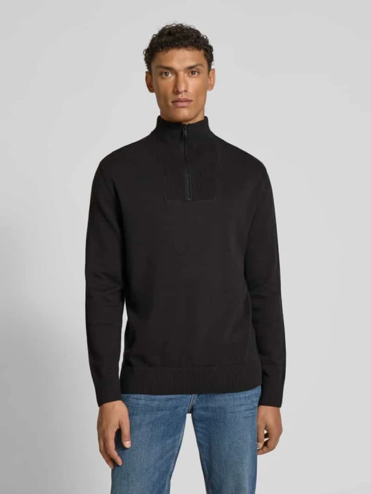 Zdjęcie produktu Bluza z kołnierzem o kroju regular fit z czystej bawełny Tom Tailor Czarny