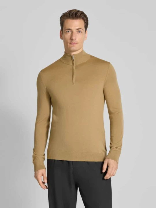 Zdjęcie produktu Bluza z kołnierzem o kroju regular fit z czystej wełny merino model ‘TRAY’ Selected Beżowy