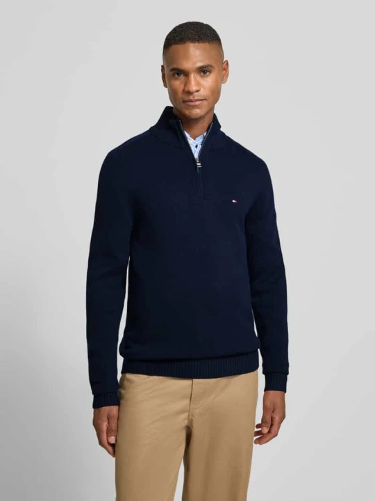 Zdjęcie produktu Bluza z kołnierzem o kroju regular fit z czystej wełny Tommy Hilfiger Granatowy