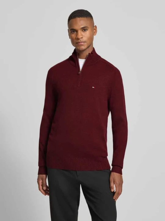 Zdjęcie produktu Bluza z kołnierzem o kroju regular fit z czystej wełny Tommy Hilfiger Bordowy