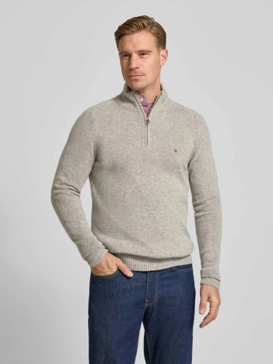 Zdjęcie produktu Bluza z kołnierzem o kroju regular fit z czystej wełny Tommy Hilfiger Jasnoszary