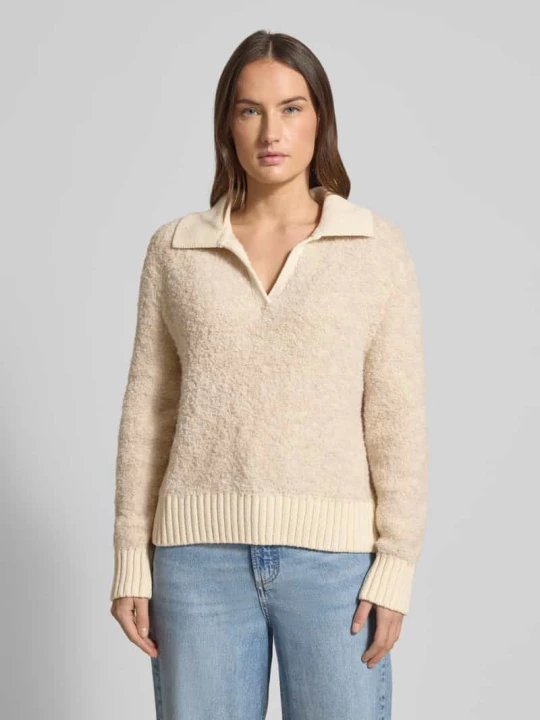 Zdjęcie produktu Regular Fit sweter z mieszanki bawełny z kołnierzem polo Tom Tailor Piaskowy