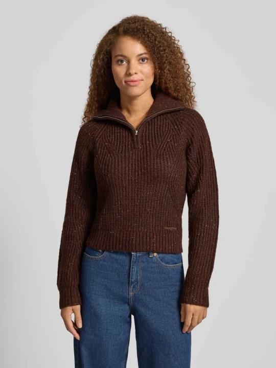 Zdjęcie produktu Bluza z kołnierzem o kroju regular fit z dodatkiem wełny model ‘NEP’ Tommy Jeans Ciemnobrązowy