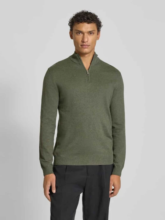 Zdjęcie produktu Bluza z kołnierzem o kroju regular fit z mieszanki bawełny i wiskozy model ‘LOUI’ Only & Sons Średnioszary melanż
