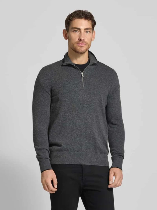 Zdjęcie produktu Bluza z kołnierzem o kroju regular fit z mieszanki żywej wełny Marc O'Polo Grafitowy