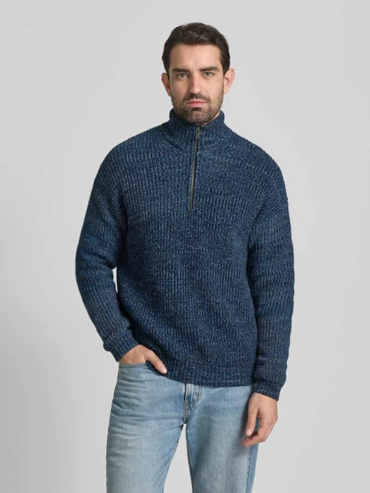 Zdjęcie produktu Bluza z kołnierzem o kroju relaxed fit z mieszanki bawełny i wełny model ‘MICHAAEL MOULINE’ ARMEDANGELS Granatowy
