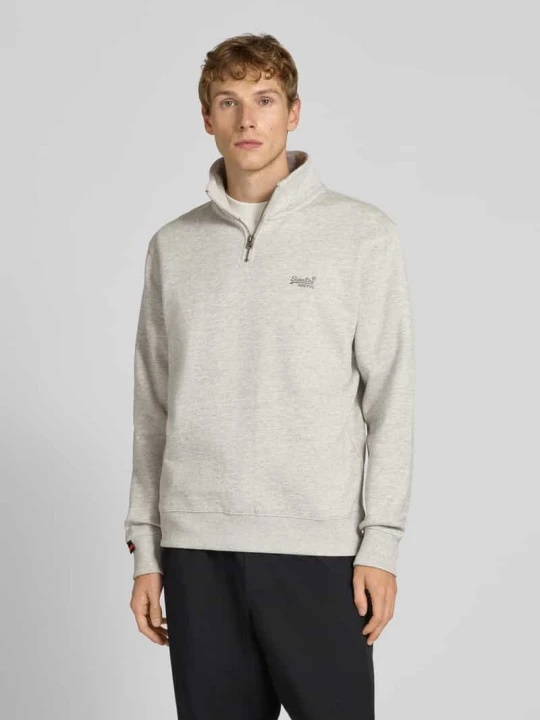Zdjęcie produktu Bluza z kołnierzem zapinanym i wyhaftowanym logo Superdry Jasnoszary