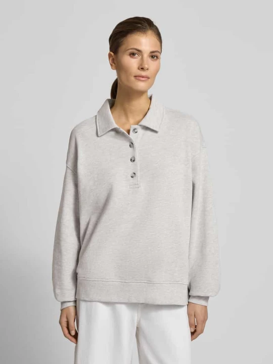 Zdjęcie produktu Bluza z kołnierzykiem polo i listwą guzikową Gina Tricot Średnioszary melanż