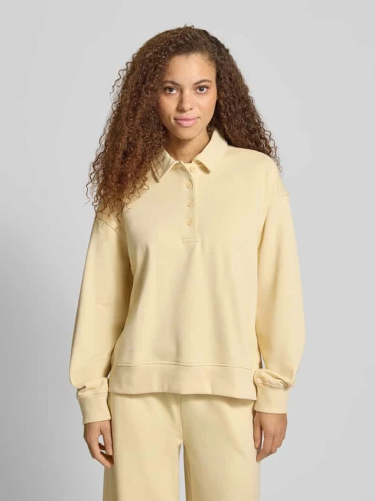 Zdjęcie produktu Bluza z kołnierzykiem polo i listwą guzikową Gina Tricot Jasnożółty