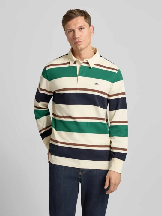 Zdjęcie produktu Bluza z kołnierzykiem polo i wyhaftowanym logo Gant Złamany biały