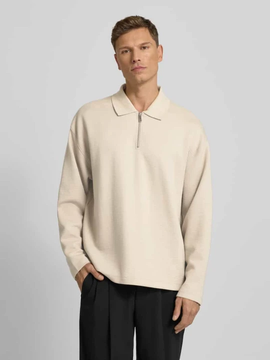 Zdjęcie produktu Bluza z kołnierzykiem polo i zamkiem błyskawicznym Calvin Klein Beżowy