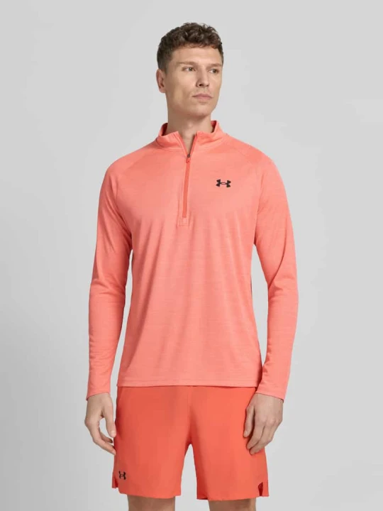 Zdjęcie produktu Bluza z krótkim zamkiem błyskawicznym i nadrukiem z logo Under Armour Koralowy