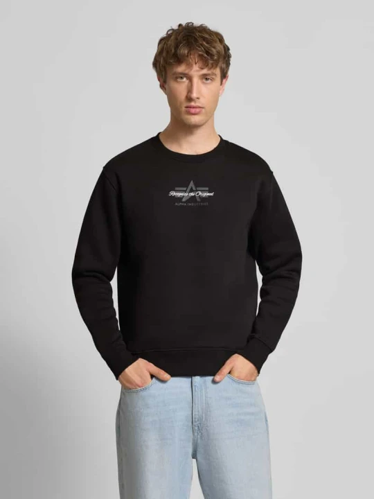 Zdjęcie produktu Bluza z logo i okrągłym dekoltem Alpha Industries Czarny