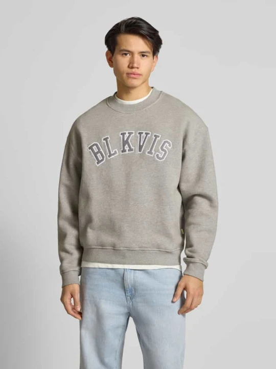 Zdjęcie produktu Bluza z logo i okrągłym dekoltem BLKVIS Średnioszary melanż