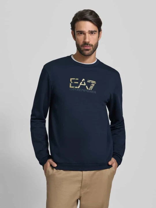Zdjęcie produktu Bluza z logo i okrągłym dekoltem EA7 Emporio Armani Ciemnoniebieski