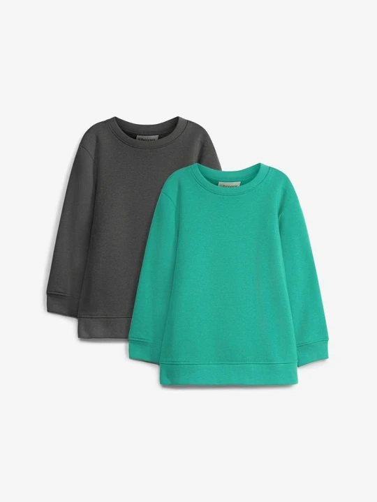 Zdjęcie produktu Bluza z miękkiego materiału z bawełną (2 szt.) BonPrix zielony