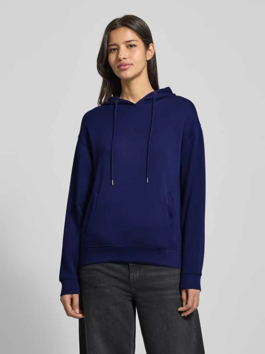 Zdjęcie produktu Bluza z mieszanki wiskozy z kapturem i logo model ‘IMA’ MSCH Copenhagen Ciemnoniebieski