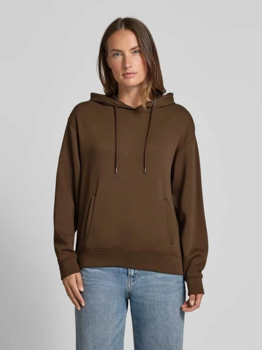Zdjęcie produktu Bluza z mieszanki wiskozy z kapturem i wpuszczanymi kieszeniami model ‘IMA’ MSCH Copenhagen Ciemnobrązowy