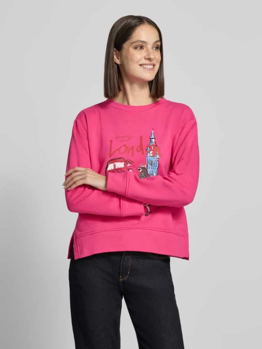 Zdjęcie produktu Bluza z nadrukiem i dekoltem typu crew neck milano italy Różowy