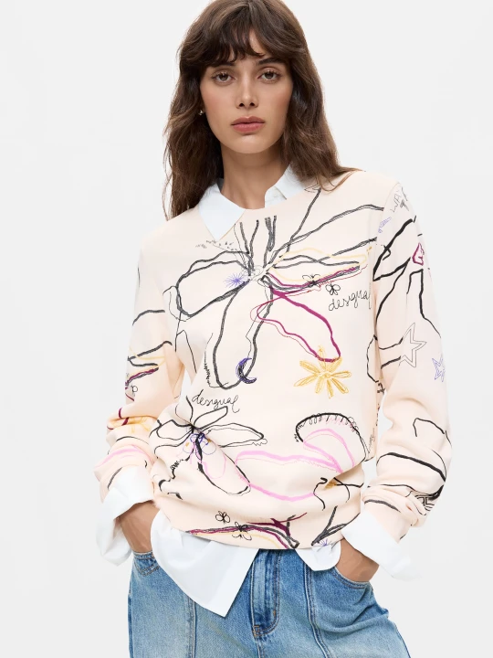 Zdjęcie produktu Bluza z kwiatowym nadrukiem Desigual biały