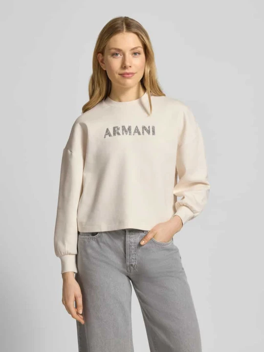 Zdjęcie produktu Bluza z nadrukiem z logo i okrągłym dekoltem Armani Exchange Złamany biały