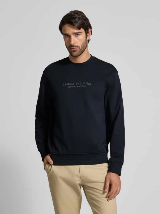 Zdjęcie produktu Bluza z nadrukiem z logo i okrągłym dekoltem Armani Exchange Granatowy