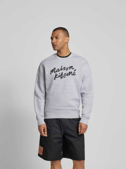 Zdjęcie produktu Bluza z nadrukiem z logo Maison Kitsuné Jasnoszary melanż
