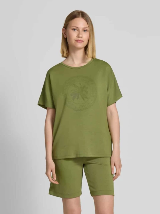 Zdjęcie produktu t-shirt o luźnym kroju z nadruk z logo model 'BANU' Soyaconcept Zielony