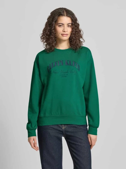Zdjęcie produktu Bluza z nadrukiem z logo model 'GRAPHIC' Calvin Klein Jeans Ciemnozielony