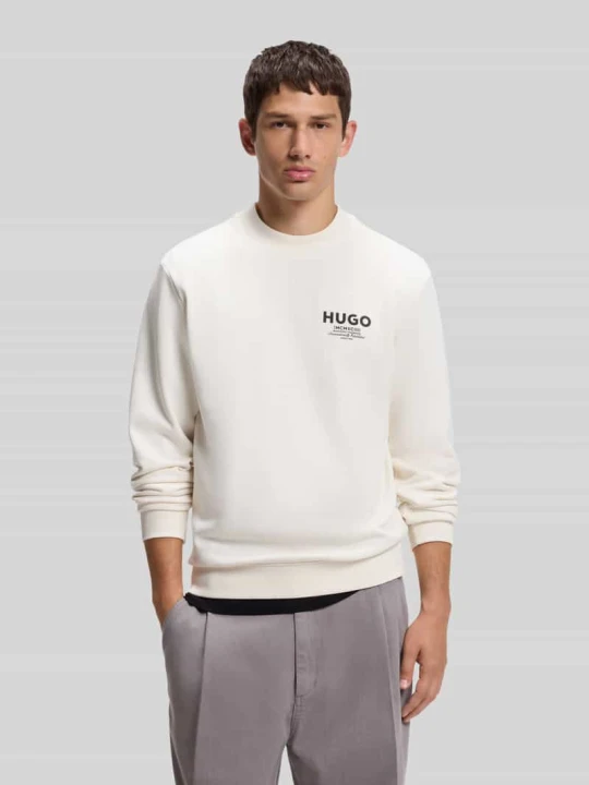 Zdjęcie produktu Bluza o kroju regular fit z czystej bawełny model 'Nespon' Hugo Złamany biały