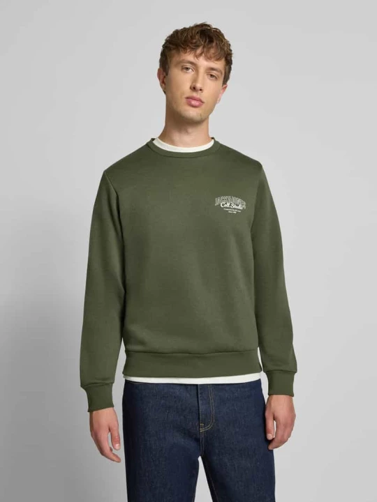Zdjęcie produktu Bluza z nadrukiem z logo model ‘MAKOTO’ Jack&Jones Ciemnozielony