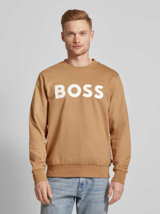 Zdjęcie produktu Bluza z nadrukiem z logo model ‘Soleri’ Boss Beżowy