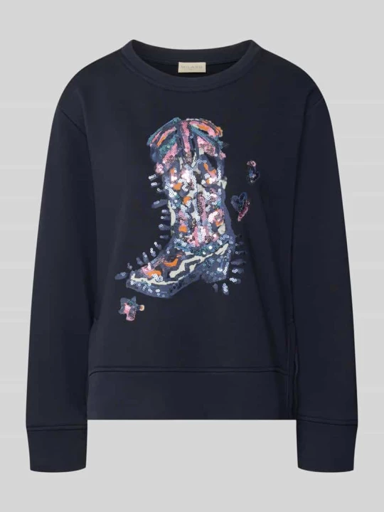 Zdjęcie produktu Bluza z nadrukiem z motywem i cekinami milano italy Granatowy