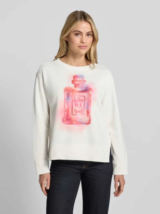 Zdjęcie produktu Bluza z nadrukiem z motywem i cekinami milano italy Złamany biały